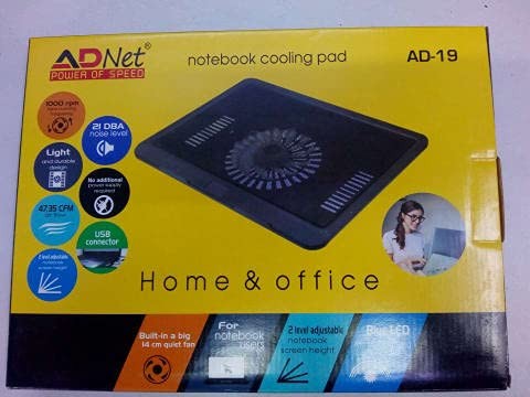 Adnet Laptop Cooling Pad AD-19 1 Fan Cooling Pad  (Black)