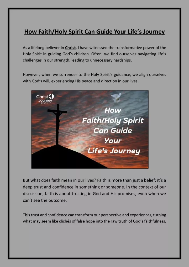 PPT - How Faith Holy Spirit Can Guide Your Life’s Journey PowerPoint Presentation - ID:13284430