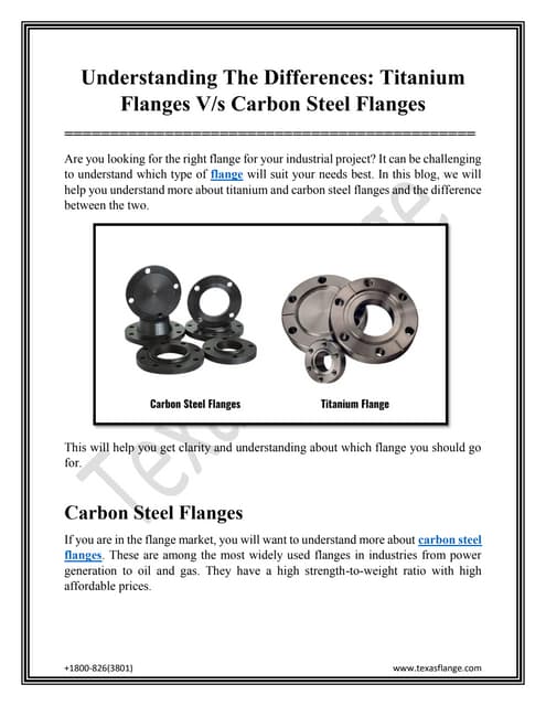 Understanding The Differences Titanium Flanges Vs Carbon Steel Flanges.pdf