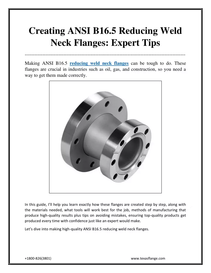 PPT - Creating ANSI B16.5 Reducing Weld Neck Flanges_ Expert Tips PowerPoint Presentation - ID:13484611